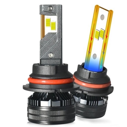 Sada 2 ks LED autožárovek 9007 HB5 170 W 12 V Oboustranné osazení čipů a hliníkový chladič se žebrováním Bílé světlo 6000 K Do aut