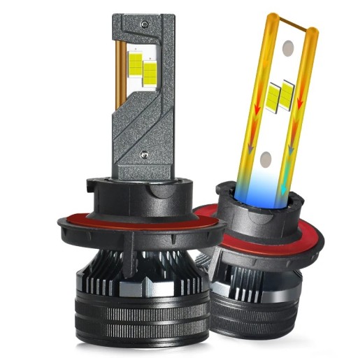 Sada 2 ks LED autožárovek 9008 H13 170 W 12 V Oboustranné osazení čipů a hliníkový chladič se žebrováním Bílé světlo 6000 K Do aut