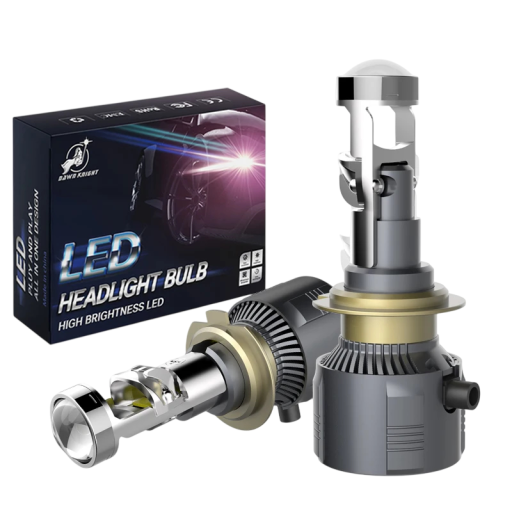 Sada 2 ks LED autožárovek DAWN KNIGHT H7 100 W 6500 K Projektorová čočka a hliníkový chladič s ventilátorem Studeně bílé světlo Do aut