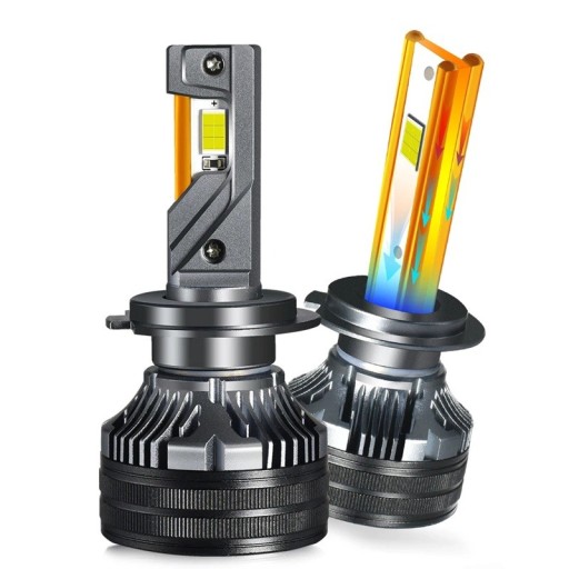 Sada 2 ks LED autožárovek H7 170 W 12 V Oboustranné osazení čipů a hliníkový chladič se žebrováním Bílé světlo 6000 K Do světlometů