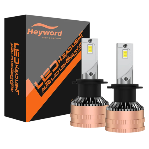 Sada 2 ks LED autožárovek Heyword H7 Čipy 3570 Hliníkové tělo se žebrovaným chladičem Bílé světlo 6000 K Do světlometů osobních automobilů