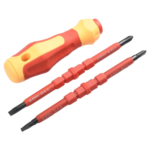 Sada 2 oboustranné šroubováky 15,8 cm s ergonomickou rukojetí 11,2 cm Chrom-vanadová ocel ABS PP TPR Praktické ruční nářadí