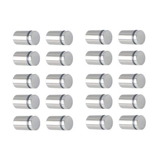 Sada 20 ks distančních šroubů 12x20 mm nerezová ocel stříbrné montážní držáky pro upevnění skla cedulí a panelů