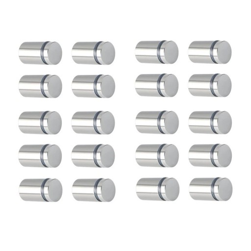 Sada 20 ks distančních šroubů 12x30 mm nerezová ocel stříbrné montážní držáky pro upevnění skla cedulí a panelů