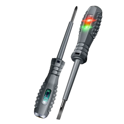 Sada 2ks elektrikárskych skrutkovačov krížový/plochý so skúšačkou napätia 12-220V AC/DC LED indikátor zelené a červené svetlo 16 cm