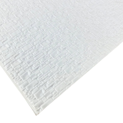 Sada 2ks PVC modelárske steny 20 × 29,5 cm Biele plastové dosky imitácia kamennej steny pre dioráma modelárstva architektonické modely