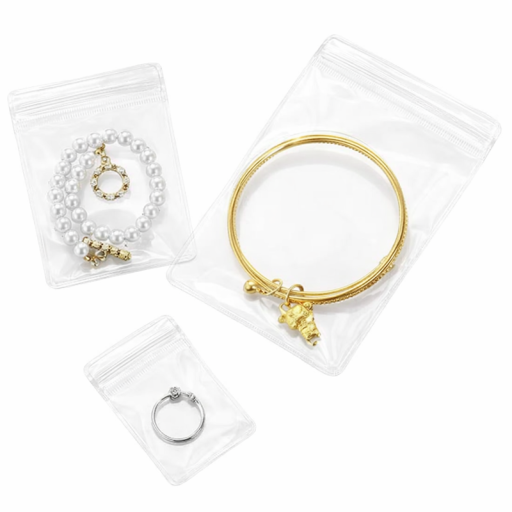 Sada 30 ks plastových sáčků na šperky 3 velikosti po 10 ks průhledné zatahovací sáčky na balení a uložení drobností