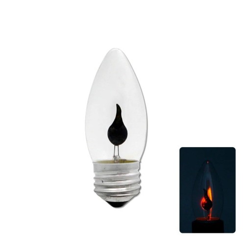 Sada 4 dekorativních LED žárovek ve tvaru svíčky E27 Efekt plamene 1 W 10 x 3,5 cm Čiré sklo Teplé bílé světlo Do stolních lamp a lustrů