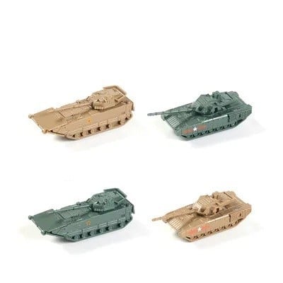 Sada 4 ks modelov vojenskej techniky 05 a T-14 mierka 1:144 z ABS plastu zberateľské modely na dekoráciu do vitríny aj pre modelárov