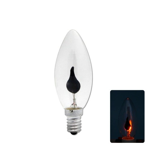 Sada 4 LED žárovek ve tvaru svíčky E14 Efekt plamene 1 W 10 x 3,5 cm Čiré sklo Teplé bílé světlo Do lustrů a nástěnných svítidel