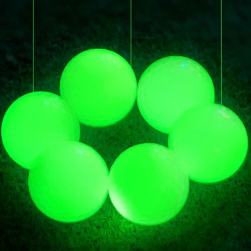Sada 5 ks svítících golfových míčků 42,6 mm fluorescenční tréninkové míče se zelenou září pro noční golf a odpaly v parku