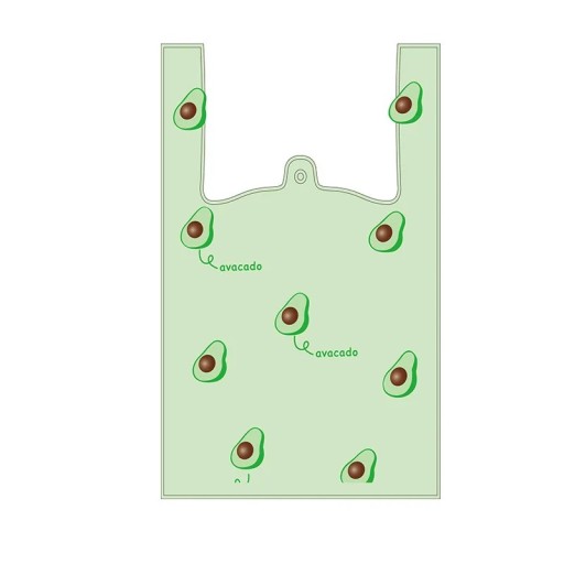 Sada 50 ks plastových tašek 36×20 cm potištěné tašky s motivem avokáda světle zelená na balení dárků a drobností