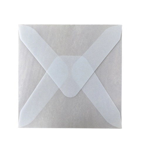Sada 50 ks priehľadných obálok 16 x 16 cm polopriehľadný papier samolepiaca klopa obálky na priania pozvánky