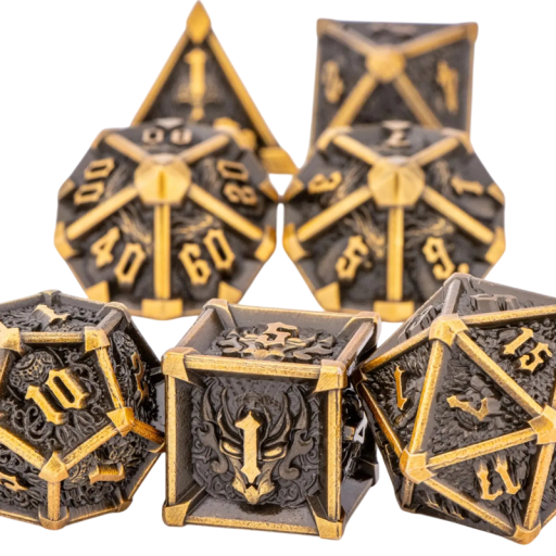 Sada 7 ks hracích kociek Temné fantasy Lebka RPG kocky pre stolné hry Dračí doupě a roleplay hry