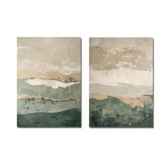 Sada abstraktných japonských retro plagátov 20x30 cm plátno bez rámu zelená béžová nástenná dekorácia do obývacej izby