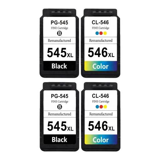 Sada atramentových kaziet PG-545XL a CL-546XL 4 ks Kompatibilná s Canon 18 ml S čipom 2x Čierna a 2x Trojfarebná Pre Pixma MG3050 MX495