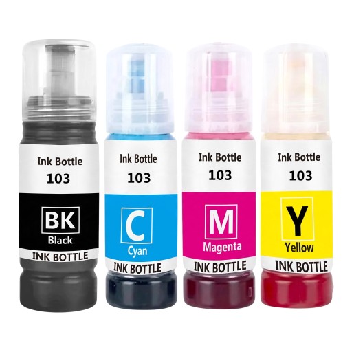 Sada atramentových náplní 103 4 ks 70 ml Čierna Azúrová Purpurová a Žltá Pre Epson EcoTank L1110 L3100 L3110 L3111 L3116 L3150 L3160