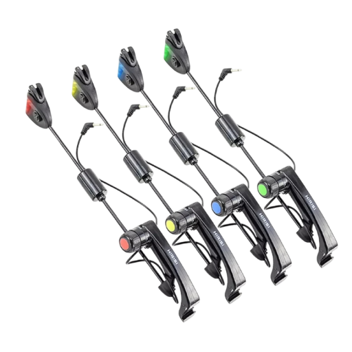 Sada de LED swingers Hirisi 4 pcs longitud 24,5 cm cabeza de plástico varilla de acero inoxidable roja amarilla azul verde indicador de picada para detectores