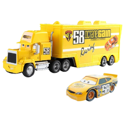 Sada Disney Pixar Auta 2 3 Mack Hauler a Billy Oilchanger Kovová autíčka Hračky pro děti Nákladní vůz Závodní auto Postavičky z filmu