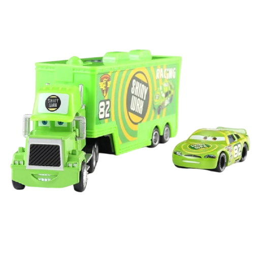 Sada Disney Pixar Auta 2 3 Mack Hauler a Shiny Wax Nákladní vůz a závodní auto Kovové hračky Dětské modely Autíčka sběratelská edice