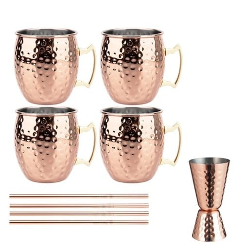 Sada nerezových hrnků tepaný povrch s uchem 500 ml 6 × 10.5 cm z nerezové oceli