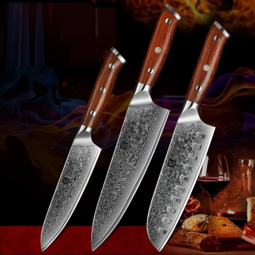 Sada nožov z damascénskej ocele 3 ks