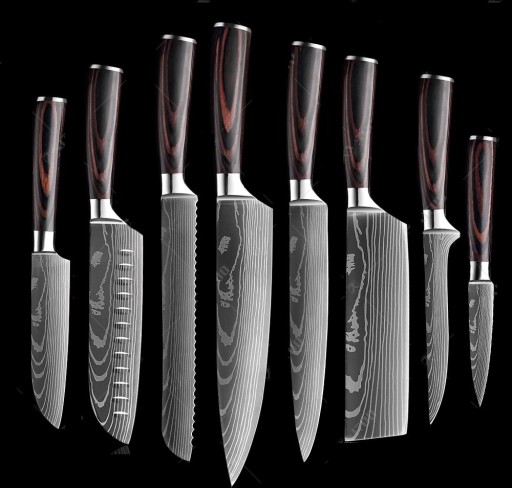 Sada nožov z damascénskej ocele 8 ks