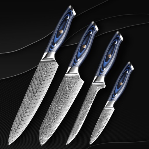 Sada nožů z damascénské oceli 4 ks