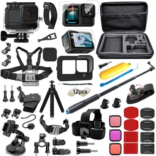 Sada příslušenství pro GoPro Hero 13 Black Kufr 31,5 x 21,5 x 6,5 cm Vodotěsné pouzdro Držáky Filtry