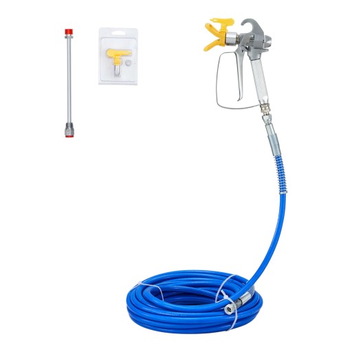 Sada pro bezvzduchové stříkání barev Airless Pistole 3600 psi Hadice 15 m 1/4 palce Tryska 517 Prodlužovací tyč 20 cm Modrá Na nátěry
