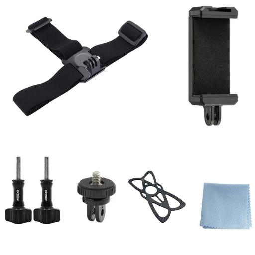 Sada pro upevnění akční kamery na hlavu Nastavitelný popruh Silikonová vložka Stabilní držák Kompatibilní se všemi GoPro a akc. kamerami