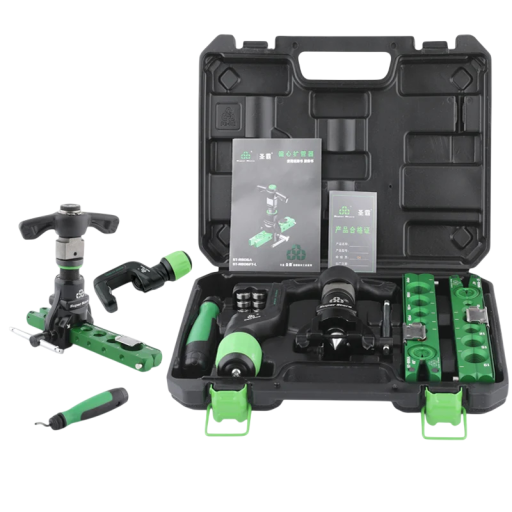 Sada rozšiřovače trubek ST-R806FT ruční nástroj 6–19 mm a 6–19 mm výstružník kufr zeleno černá pro instalatérské práce