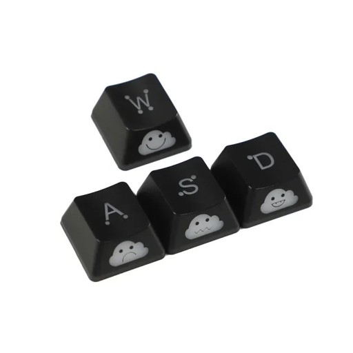 Sada WASD kláves roztomilý dizajn podsvietené kompatibilné s MX Switch čierna pre mechanickú klávesnicu hranie i úprava vzhľadu