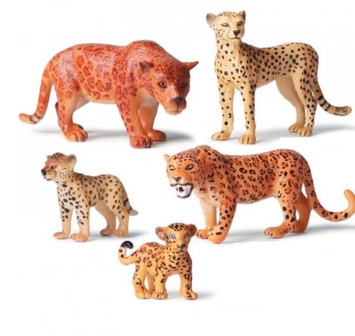 Sada zvierat leopardí rodinka 5 ks