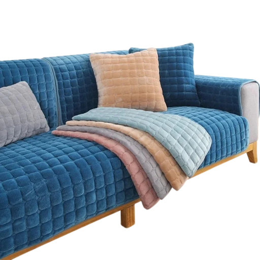 Sædehynde med ternet mønster 110 x 180 cm plys anti-skid fløjl og fleece beskyttende overtræk til sofa i stuen