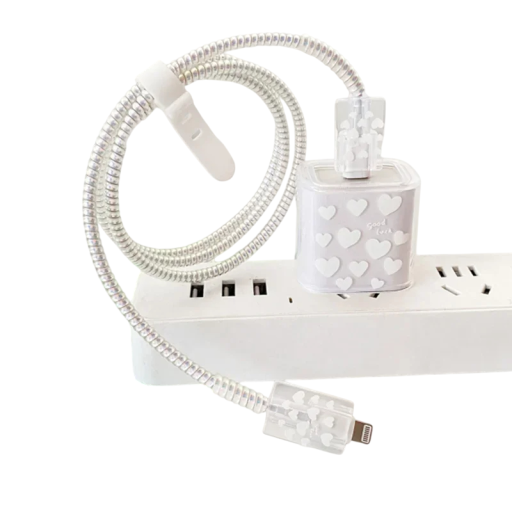 Sæt af beskyttelseskapsler til iPhone oplader og kabel, dekorativt cover mod brud, 5 dele, kompatibel med 18W/20W