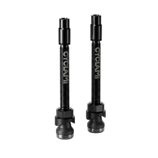 Sæt af luftventiler til cykel CYCLAMI 2 stk Med dæksel og møtrik Længde 65 mm Vægt 5,9 g Aluminiumlegering Sort Til mountainbikes