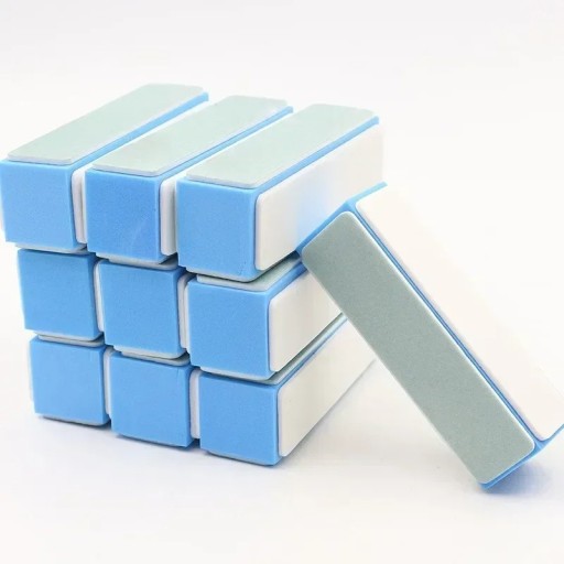 Sæt med 10 polerblokke til ur 9×3 cm. Fin slibeblok til rengøring og polering af metaloverflader på urlænker og -kasser.