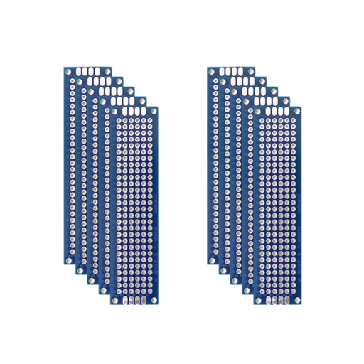 Sæt med 10 stk. dobbelt-sidede prototype PCB-kredse 2 x 8 cm Universelle plader til elektroniske projekter og lodning af komponenter
