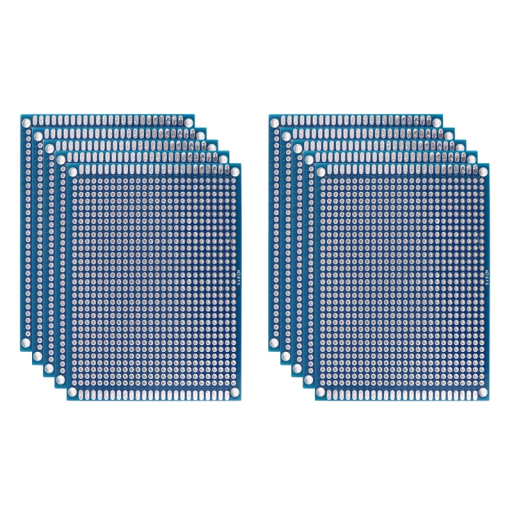 Sæt med 10 stk. dobbeltsidede universelle PCB-kredsløb 6 x 8 cm Prototypetavler med kobberlag til elektroniske projekter