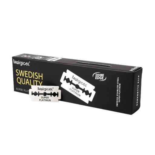 Sæt med 100 barberblade i rustfrit stål med dobbeltkant, udskiftelige barberblade, udskiftelige barberblade til barbering, dobbelt barberblad til mænd, 2,5 x 4,5 cm