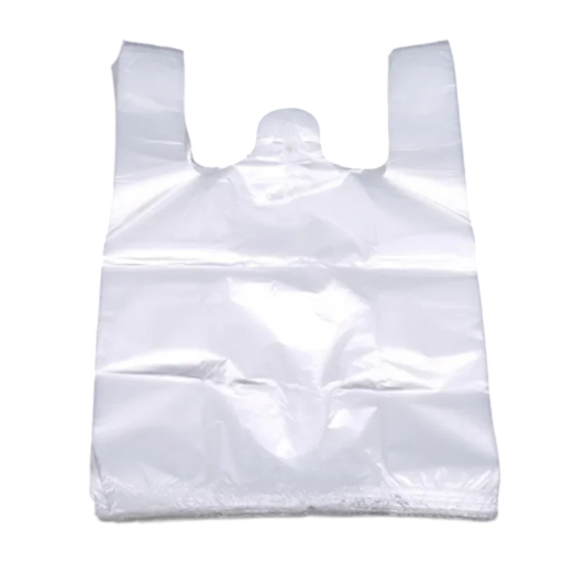 Sæt med 100 stk plastposer med håndtag 28 x 48 cm Gennemsigtige poser til emballering af fødevarer Store indkøbsposer til butik og hjem