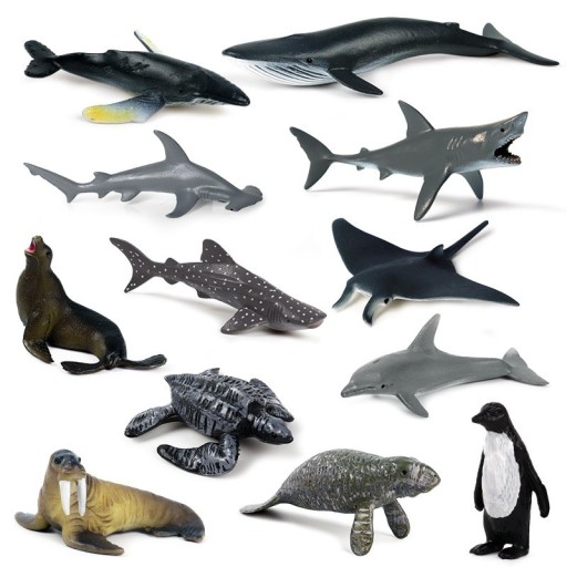 Sæt med 12 havdyrsfigurer