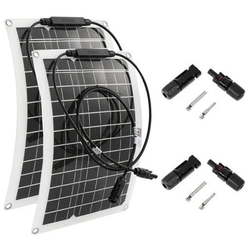 Sæt med 2 fleksible solpaneler 30W–600W 12V 38x28 cm Batterioplader Dual USB med controller 10A–100A Powerbank til bilbådstelefon