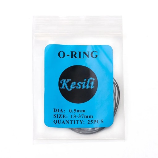 Sæt med 25 O-ringstætninger til ure 0,5 mm Diameter 13-37 mm Fin tætning til små ure Antistatisk materiale Vandtæt
