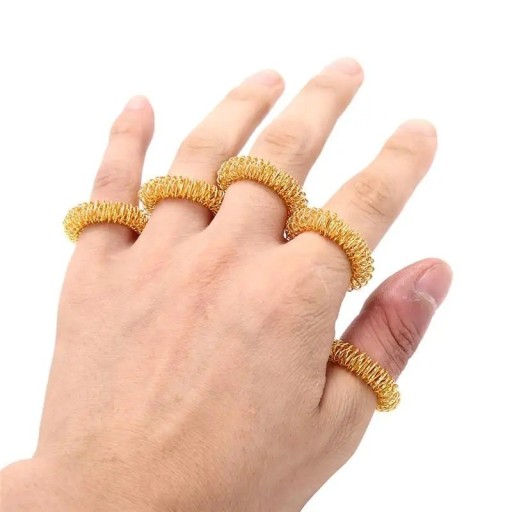 Sæt med 5 akupressurfingerringe, massagefjederringe til stimulering af blodcirkulationen og stresslindring, akupressurmassageværktøj