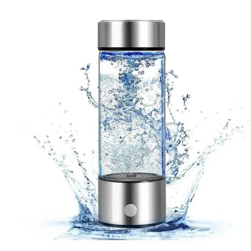 Sähköinen lasipullo vetyvesigeneraattorilla ja ionisaattorilla, USB-virtalähteellä, 420 ml, 22,5 x 6,7 cm, terveellinen vesi