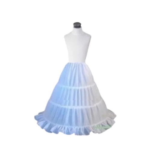 Saia de Criança 3 Anéis com Volantes Inferiores Saia Branca para Vestidos Saia de 3 Anéis para Meninas para Vestidos Festivos e de Casamento