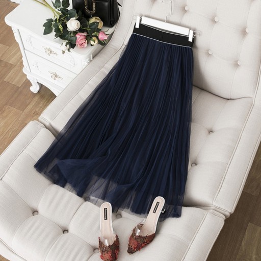 Sáia longa plissada feminina A1914