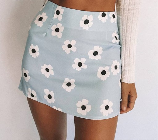 Saia mini feminina com flores G40